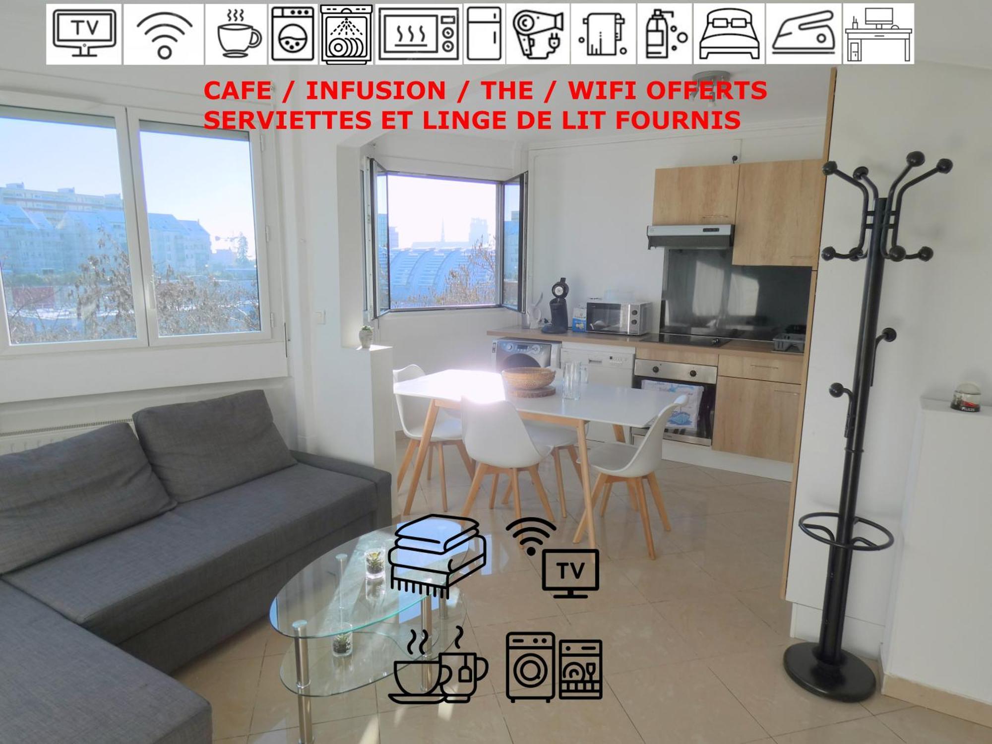 37m2 Lumineux Face Gare Sncf, Wifi Et Cafe Et The Offerts Apartment *